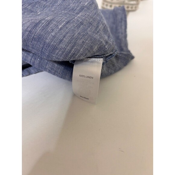 J. Jill Love Linen Button Front Shirt Dress Small Petite SP Chambray Blue Midi g - Picture 9 of 10